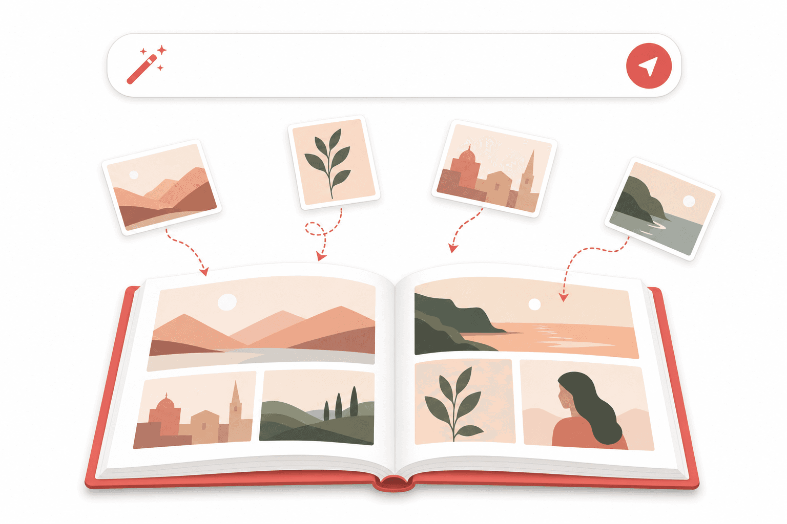 AI prompt generating photo book, print, and canvas products